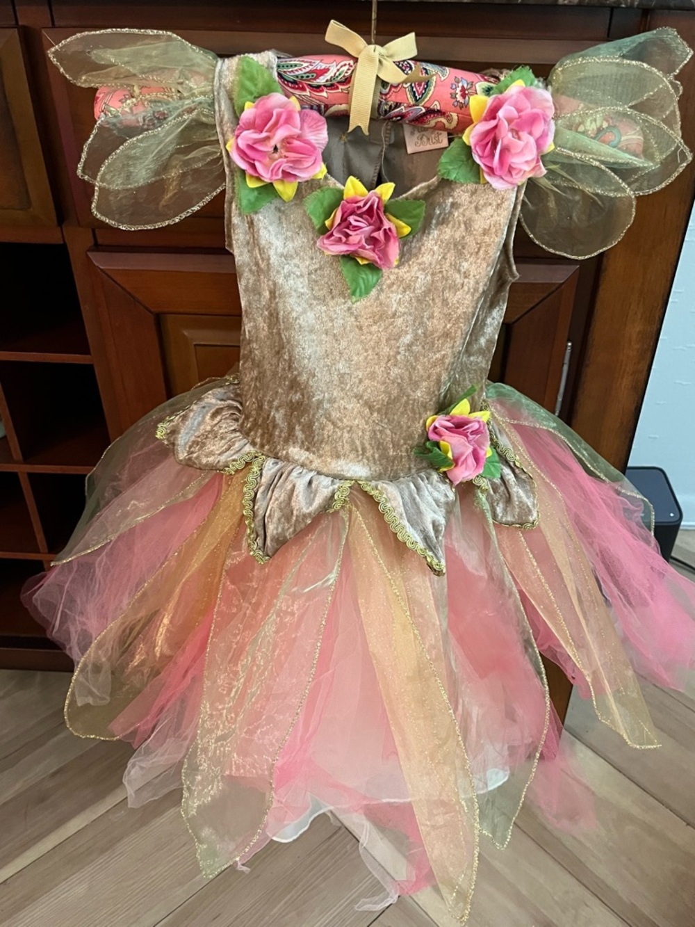 Fairy Dust Little Girls Birthday Pink Flowers Costume Dress & Headband Size 4